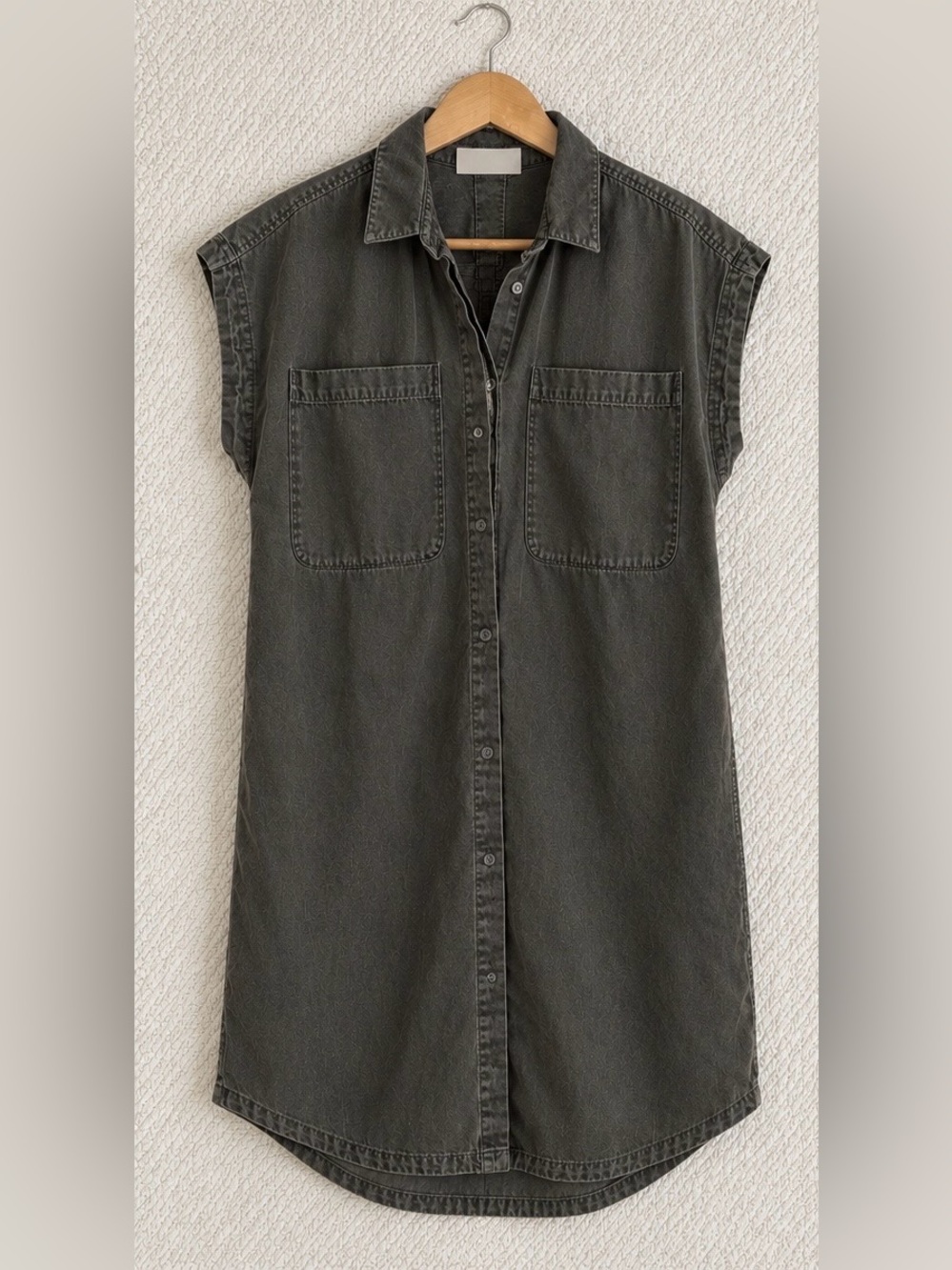 Everlane Sleeveless Button-Front Shirt Dress in Charcoal